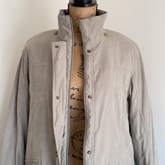 Gallery Light Olive Greenish Color Full Zip Snaps Coat Jacket Size L ? - Picture 3 of 7